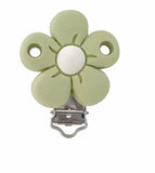 clip pince marguerite vert sauge silicone pour création attache tétine