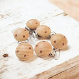 Clip pince bois rond Attache Sucette Bois Hêtre Rond 30mm