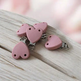 Clip Silicone Cœur Rose Thé 35 mm - Pince Création Attache Tétine DIY