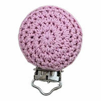 clip pince crochet laine rose pale pour confection attache tétine 
