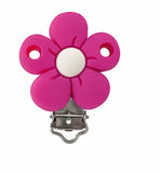 clip marguerite silicone fushia pour confection attache tétine diy