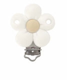 clip pince marguerite blanche silicone pour confection attache tetine