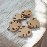 Clip Attache Sucette en Bois Motif Feuille - Hêtre Naturel 35mm