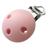 clips pince rose clair pour attache tétine en silicone 
