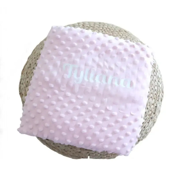 couverture en minky polaire rose personnalise