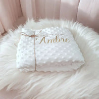 couverture plaid pour bébé naissance personnalisé en tissu minky