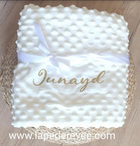 Couverture Plaid Bébé Minky Polaire Blanche | Personnalisée & Ultra-Douce