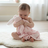 doudou attache tetine lapin rose avec clip adaptateur mam