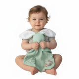 ce doudou attache tetine de couleur vert sauge personnalise au prénom de bébé accompagnera votre bébé lors de ses nuits