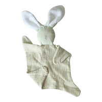 doudou plat forme lapin de couleur sauge personnalisé