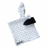 Doudou plat lapin noir pailleté et minky blanc