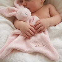 doudou plat polaire rose pale personnalisable 