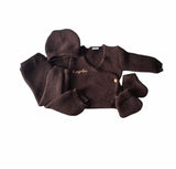 ensemble naissance pour bebe de couleur marron avec prénom