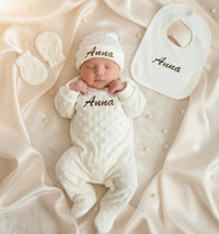 ensemble de pyjamas bébé personnalisé en minky cadeau de naissance 