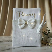 housse carnet de santé personnalisé fille en gaz de coton 