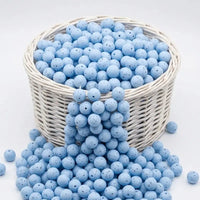 Perle ronde silicone 12mm bleu granite