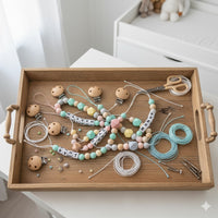 Matériel de confection d'attaches tétines personnalisées fil, perle silicone, clips, perle lettre alphabet