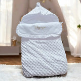 nid d'ange cosy blanc en minky personnalisé