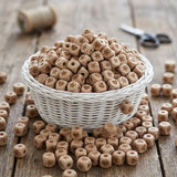perle en bois hêtre naturel avec motif coeur étoile grave pour création attache tetine et anneau dentition diy