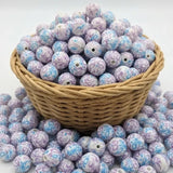 perle silicone ronde 15mm floral turquoise et violet confection attache tetine fournisseur