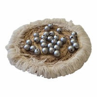 perle bois argenté 12 mm