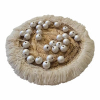 perle en bois blanc nacré 12 mm pour chaîne de téléphone 