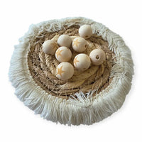 perle en bois ronde avec étoile gravé
