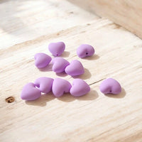 perle en coeur silicone de couleur lilas pour création DIY