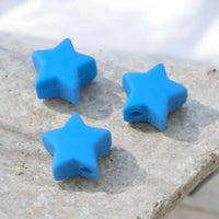perle étoile en silicone 12 mm de couleur bleu