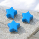 perle étoile en silicone 12 mm de couleur bleu