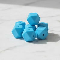 perle hexagonal bleu 17mm pour création diy anneau dentition
