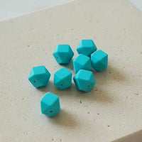 perle hexagonal silicone en 17 mm vert turquoise 