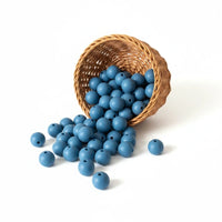 perle ronde 12mm de couleur bleu gris foncer