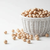 perle ronde en 14mm en bois hêtre naturel