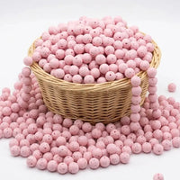 perle ronde silicone rose granite pour confection attache tétine 