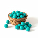 perle ronde en silicone 12 mm de couleur vert turquoise