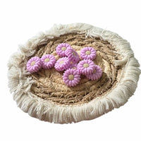perle en silicone marguerite 20 mm de couleur lilas