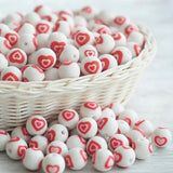 perle silicone 12 mm double coeur rouge fournisseur perle  attache tetine 