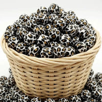perle ronde silicone léopard tigre noir pour création fournisseurr attache tetine
