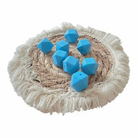 perle en silicone bleu hexagonal en 17 mm