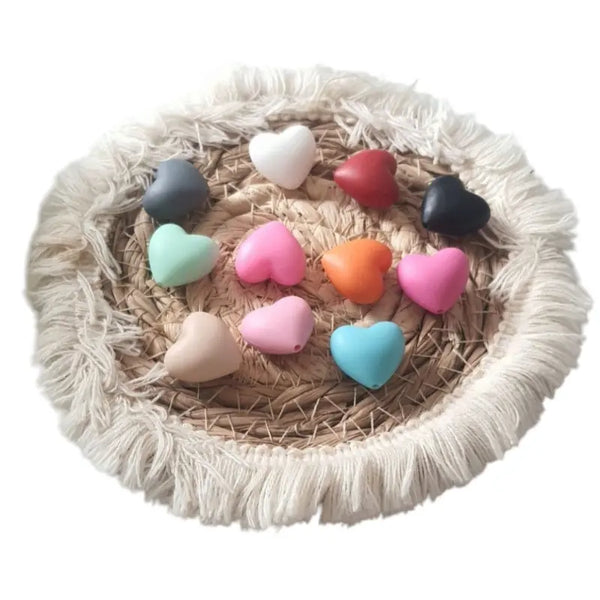 Perle coeur en silicone pour attache tétine 