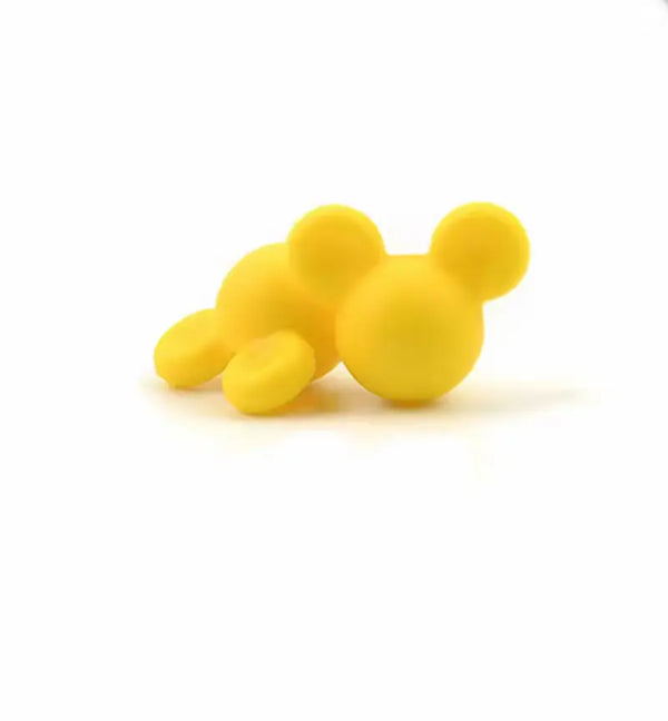 perle en silicone en forme tete mickey en couleur jaune