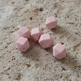 perle hexgonal silicone 17mm de couleur rose pale