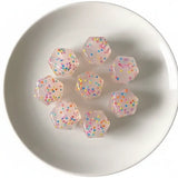 perle hexagonal silicone multicolore 17 mm