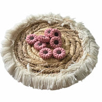 perle en silicone marguerite marron rosé 20 mm