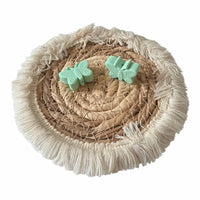 perle en silicone papillon de couleur menthe pour confection attache tetine