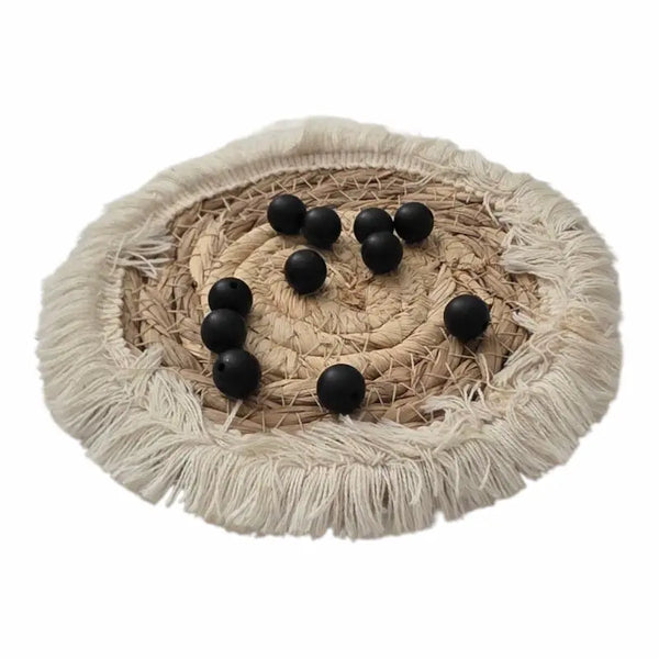 perle en silicone ronde 12 mm de couleur noir