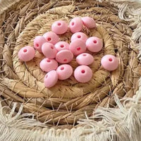 perle en silicone plate 12 mm couleur rose pâle