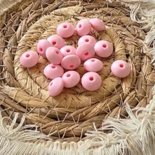 perle en silicone plate 12 mm couleur rose pâle