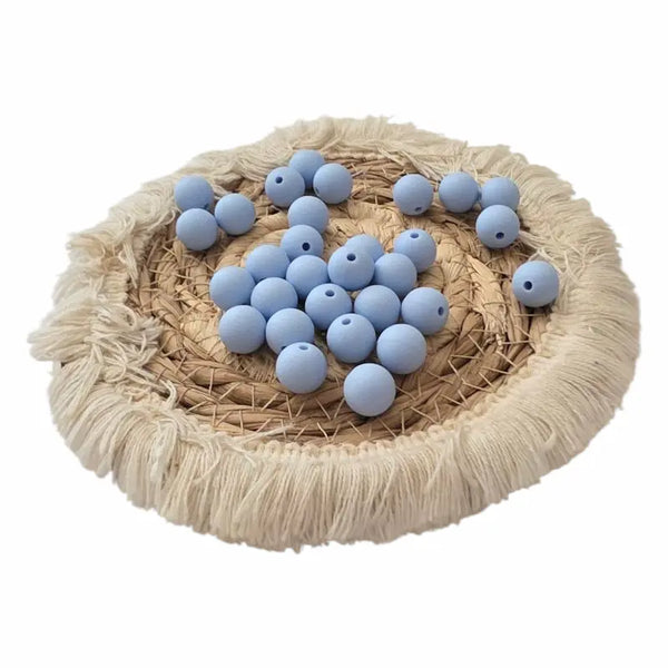 perle en silicone ronde 12 mm de couleur bleu ciel